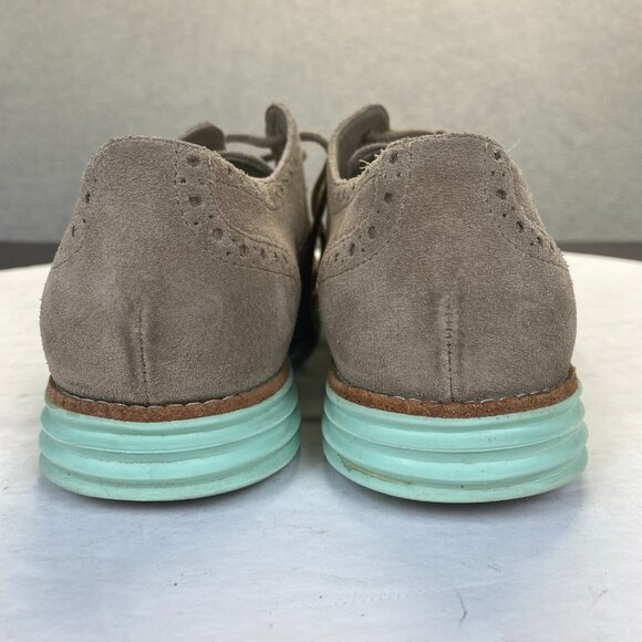 Women Cole Haan D39956 Tan Brown Suede Derby Wingtip Lunargrand shoe 7.5 B Oxfor - Picture 7 of 11